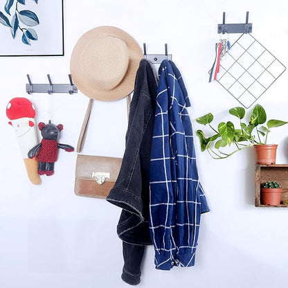 WEBI Coat Rack Wall Mounted,2 Coat Hooks for Hanging Coats,Heavy Duty Metal Hook Rack Hook Rail Coat Hanger Wall Mount for Clothes Entryway Jacket,Black,2 Packs