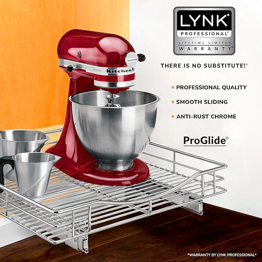 LYNK PROFESSIONAL® Pull Out Cabinet Organizer, 20" x 21" Slide Out Drawers for Kitchen Cabinets - Sliding Pull-Out Pantry Shelves – Home Shelf Organizers - Lifetime Ltd. Warranty, Chrome