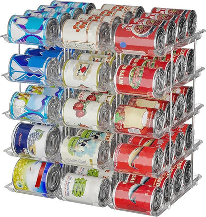 STORICANS Can Organizer For Pantry, Adjustable Height And Width Canned Goods Organizer, Soup Can Organizer Holds Up to 60 Cans for Kitchen Cabinet or Refrigerator(CLear 5 Tier)