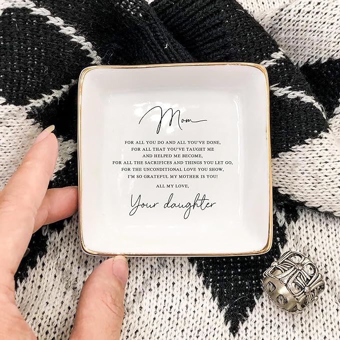 HatafaFurni Mother Gift, Square Ring Dish, Jewelry Dish, Jewelry Storage, Mothers Day Gifts, Bonus Mom Gift, Step Mother Gift, Mother Appreciation, Second Mom Gift, Mother Present