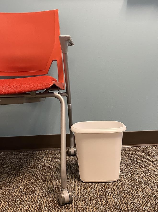 Rubbermaid Vanity Trash Can/Wastebasket 1.5-Gallons/6-Quarts White for Under Counter/Kitchen/Office/Bedroom/Bathroom