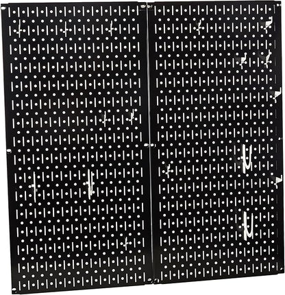 Wall Control Kitchen Pegboard Organizer Pots and Pans Storage Rack Organization Kit with Black Pegboard and White Accessories