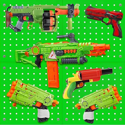 Skywin Wooden Pegboard Walls Organizer for Nerf Gun 13 x 0.32 x 13 Inches - Hanging Holder Wall Pegboard Compatible with All Blasters Nerf Gun Rack Organizer for Wall Organization (Green)