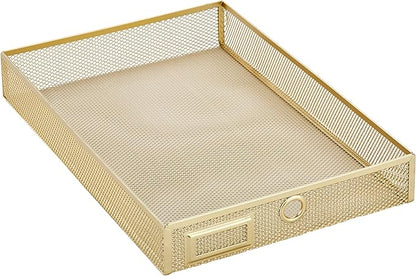 Annova Desk Organizer Wire Mesh 3 Tier Sliding Drawers Paper Sorter/Multifunctional/Premium Solid Construction for Letters, Documents, Mail, Files, Paper, Kids' Art Supplies (Gold)