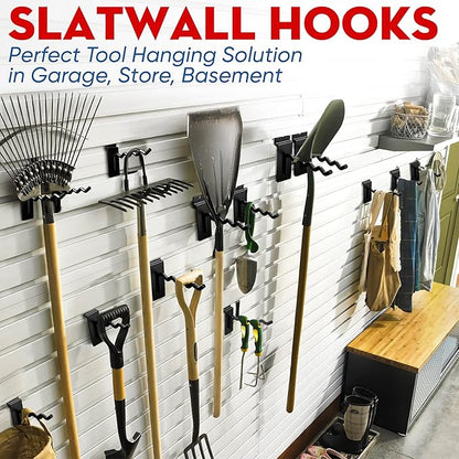 [Upgraded] Slatwall Hooks with Multi Size, Heavy Duty Steel, Firmly & Durable, 30LBS Load- Bearing Capacity, Tool Hanging for Slatwall of Store, Garage, Display Hooks for Retail