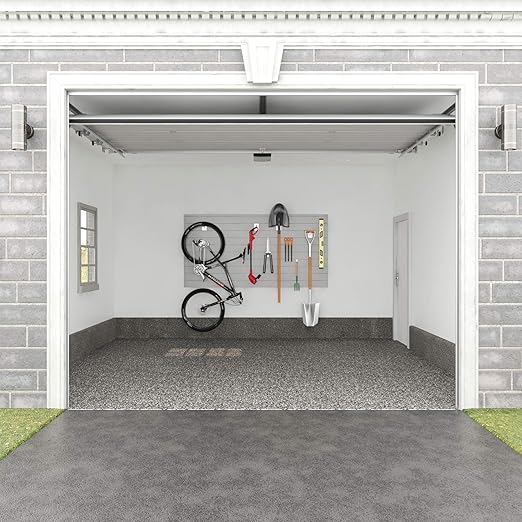Proslat Garage Storage PVC Slatwall Panel - 2 Packs of 8 ft. x 4 ft. Sections (20 Single Slats which make up 64 sq.ft ) (Light Gray)
