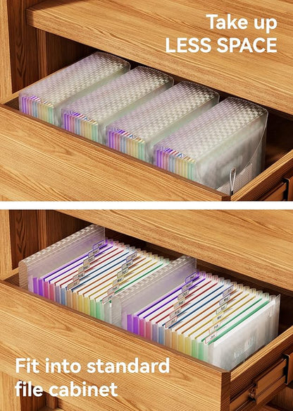 ABC life 12 Pockets Accordion File Organizer Expanding File Folders, Portable Monthly Bill Receipt Document Organiser, Expandable Accordian Filing Folder Letter A4 Size, Colored Tabs (Green)