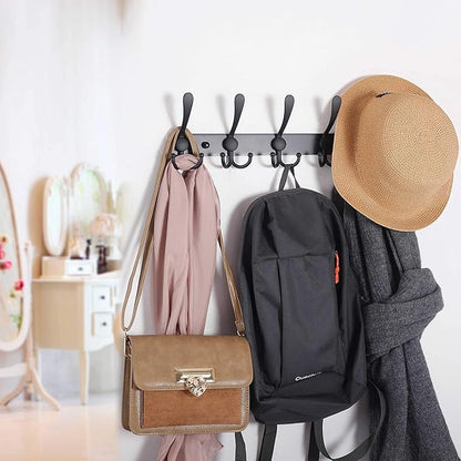 WEBI Coat Rack Wall Mount,5 Tri Hooks for Hanging,Coat Hooks Wall Mount,Hook Rack Rail,Coat Hanger Wall for Jacket,Clothes,Hats,Black,2 Packs