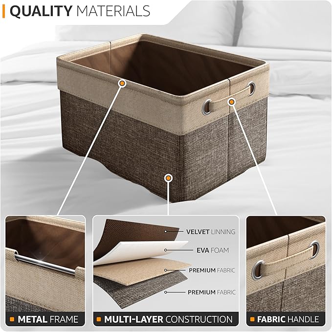 Sorbus Fabric Storage Bins for Shelves - 15 Inch Sturdy Collapsible Storage Bins with 2 Handles, Foldable Baskets for Organizing Home, Closets, Shelf, Toys, Clothes, Large Decorative Storage Baskets