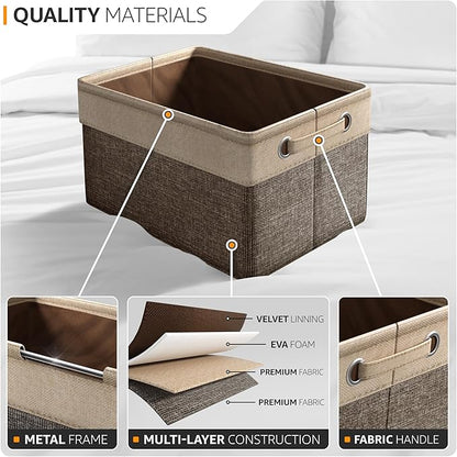Sorbus Fabric Storage Bins for Shelves - 15 Inch Sturdy Collapsible Storage Bins with 2 Handles, Foldable Baskets for Organizing Home, Closets, Shelf, Toys, Clothes, Large Decorative Storage Baskets