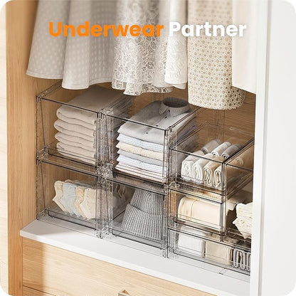A-LuGei 【𝟮𝗣𝗖𝗦】 Acrylic Stackable Storage Drawers, 11.8" L Makeup Organizer, Bathroom Organizer and, Under Sink Organizer, Plastic Storage Bins