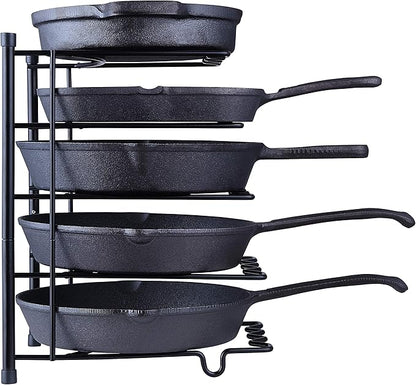SunnyPoint Metal Heavy Duty Kitchen Countertop Cabinet Pantry Pan, Pot Lid, and Pot Organizer Rack Holder, 9.25 x 10.4 x 13.25 Inch, Black
