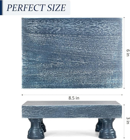 EOSAHR Decorative Display Risers for Home Decor - Wood Pedestal Stand for Kitchen Decor and Countertop Organizer - Ideal for Apartment Essentials (Blue)