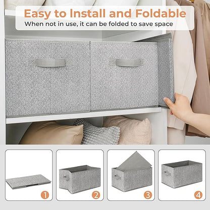 GRANNY SAYS Closet Storage Bins, Storage Baskets for Organizing, Fabric Storage Bins with Handles, Clothing Storage Containers for Organization Wardrobe, Gray, Extra Large, 3-Pack