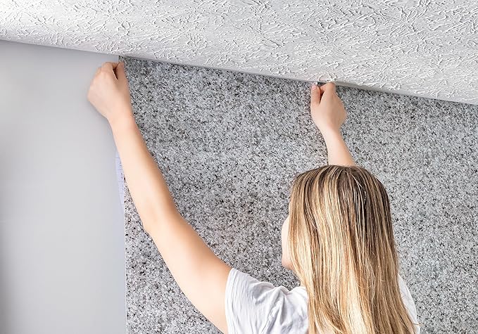EasyLiner Peel & Stick Decor Removable Peel and Stick Wallpaper - Self Adhesive Decorative Shelf Paper for Cabinets, Walls, Resurfacing Projects - Adhesive Shelf Liner - 20in x 18ft - Gray Granite