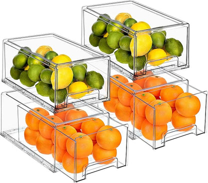 Sorbus Plastic Storage Bins Stackable Clear Pantry Organizer Box Bin for Organizing Kitchen Fridge, Food, Snack Pantry, Fruit, Vegetables, Bathroom, Wide & Narrow Deep (4 Pack)