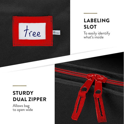 ZOBER Wide Christmas Tree Storage Bag - Maximum Accessibility - Fits 7.5 Ft Trees - 600D Oxford Fabric Christmas Tree Bag For Storage Box For Xmas - Strong Durable Straps & Handles - Card Slot - Black