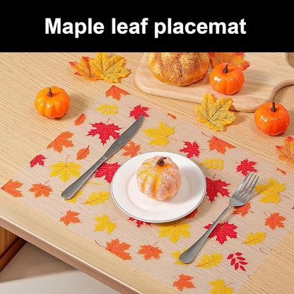 Cooyes Fall Maple Leaf Shelf Liner, Non-Adhesive Waterproof Drawer Liner, Easy-to-Cut EVA Shelf Paper for Kitchen Cabinets, Refrigerator, Cupboard, and Dresser, Fall Kitchen Decor （11.8" W x 118" L）