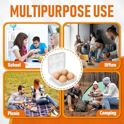 ZPU Egg Holder Camping, 2Pcs 4 Grid Egg Container, Plastic Egg Carrier for Camping Picnic Travel Outdoor Refrigerator Kitchen, Protective Egg Storage Case, Grey Purple