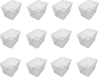 YBM HOME Kitchen Pantry Organizer Wire Baskets for Shelves, Cabinets, Pantry, Countertop, Mesh Open Storage Bin Metal Basket for Organizing Food Supplies, 12 Pack, 15x12x11.5