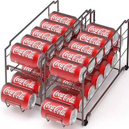 Simple Houseware Stackable Beverage Soda Can Dispenser Organizer Rack, Bronze - 2 Pack
