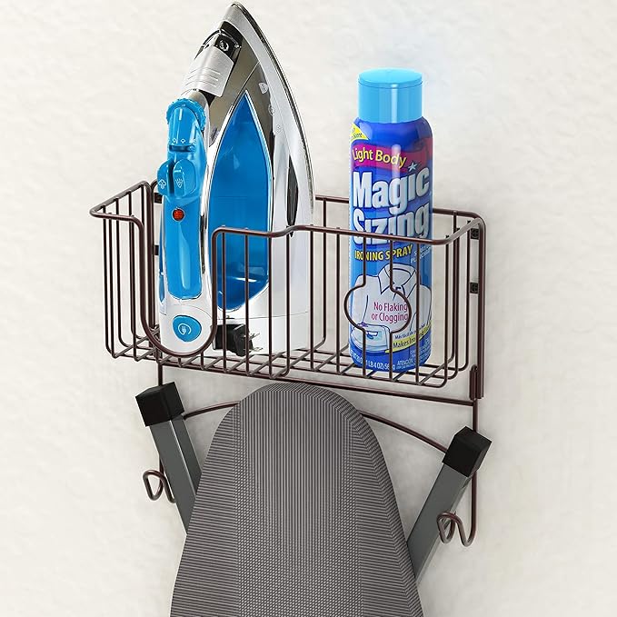 Simple Houseware Over-The-Door/Wall-Mount Ironing Board Holder, Bronze