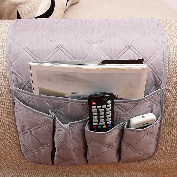 IPENNY Couch Sofa Armrest Organiser Chair TV Remote Holder Bed Storage Pocket Bag for Cellphone Tablet Notepad Book Magazines DVD Eyewears Drinker Snacks Holder Pouch