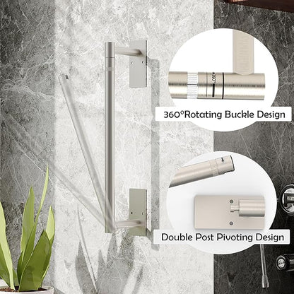 RUACQ Paper Towel Holder Under Cabinet, Wall Mounted or Adhesive Stainless Steel Paper Towel Holder,Square Base Paper Towel Rack for Kitchen, RV, Bathroom (Brushed Nickel)