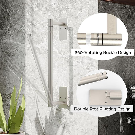 RUACQ Paper Towel Holder Under Cabinet, Wall Mounted or Adhesive Stainless Steel Paper Towel Holder,Square Base Paper Towel Rack for Kitchen, RV, Bathroom (Brushed Nickel)