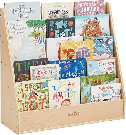 ECR4Kids Streamline Single-Sided Book Display with Storage, Classroom Bookshelf, Natural