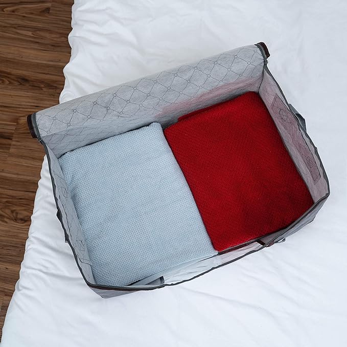 VENO 3 Pack Extra Large Clothes Blanket Storage Bag, Christmas Ornament Storage Container Bins for Holiday Decor for Comforters Bedding, Foldable with Sturdy Zipper, Handle, Clear Window (24 Gallon)