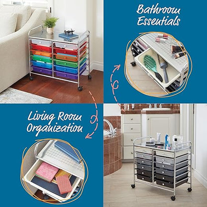 ECR4Kids 12-Drawer Value Mobile Organizer, Storage Cart, Assorted