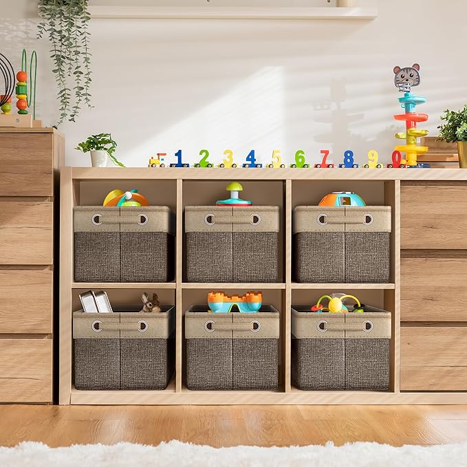 Sorbus Fabric Storage Bins for Shelves - 15 Inch Sturdy Collapsible Storage Bins with 2 Handles, Foldable Baskets for Organizing Home, Closets, Shelf, Toys, Clothes, Large Decorative Storage Baskets