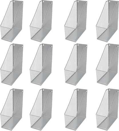YBM HOME Mesh Steel Magazine File Holder (12, Silver)