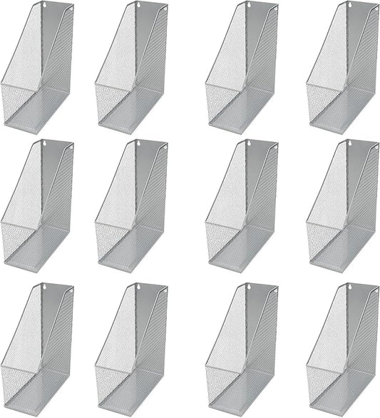 YBM HOME Mesh Steel Magazine File Holder (12, Silver)