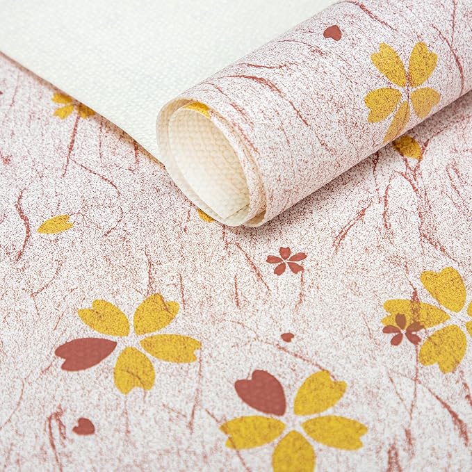 RAY STAR 12X120 Inch Shelf Liner for Kitchen Cabinets, Non-Adhesive Cabinet Liner Washable, PVC Drawer Liner for Dresser Non-Slip Bathroom (Yellow-Floral)(2 Roll)