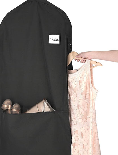 Whitmor Zippered Garment Bag with Pocket, Black