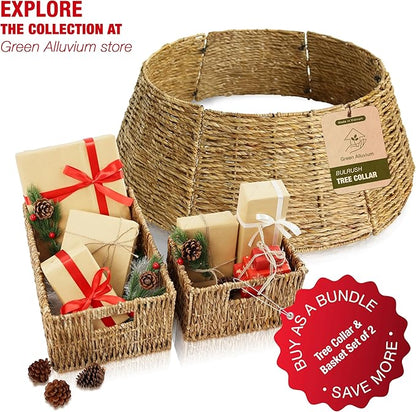 Wicker Basket Set – Stackable Storage Bins for Organizing Pantry & Kitchen – 1 Large Basket + 2 Small Baskets with Handle – Wicker Storage Baskets for Shelves & More