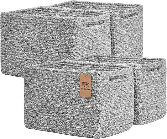 Storage Baskets for Organizing, 4 Pack Storage Baskets for Shelves, Woven Basket for Shelves, Closet Organization, Rectangle Organizer Basket Gifts Empty, 13"Lx8.7"Wx7.9"H Decorative Bins with Handles