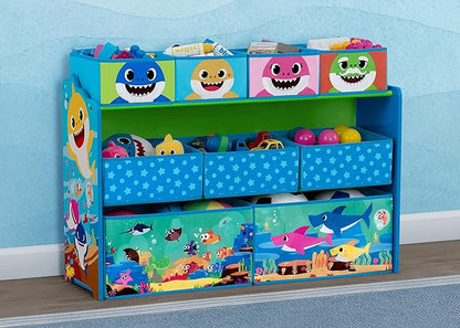 Baby Shark Deluxe 9 Bin Design and Store Toy Organizer by Delta Children, Greenguard Gold Certified