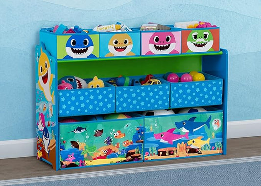 Baby Shark Deluxe 9 Bin Design and Store Toy Organizer by Delta Children, Greenguard Gold Certified