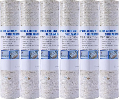 Ray Star Cabinet Liner, 18Inch X 4 Feet Waterproof Shelf Liners for Kitchen Cabinets Non-Adhesive Floral Non Slip Grip Liner Pantry Cupboard Drawer (Set of 6 Rolls, Total of 24 Ft) Signature Delivery