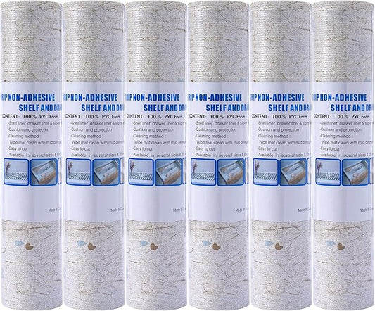 Ray Star Cabinet Liner, 18Inch X 4 Feet Waterproof Shelf Liners for Kitchen Cabinets Non-Adhesive Floral Non Slip Grip Liner Pantry Cupboard Drawer (Set of 6 Rolls, Total of 24 Ft) Signature Delivery