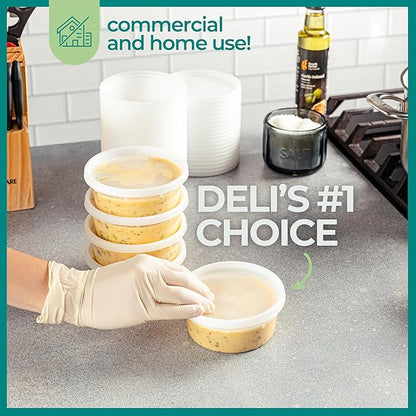JoyServe Deli Food Containers with Lids - 8 oz 180 Sets- Ideal for Food, Snacks, Takeout, Meal Prep - 1 Cup Small Durable Clear Containers for Food - Stackable and Durable, Dishwasher & Microwave Safe