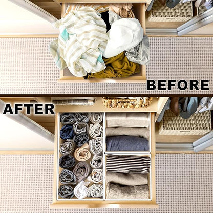 Simple Houseware Underwear Drawer Organizer for Lingerie/Undergarment/Bra/Panty/Sock/Onesie, Set of 6, Beige
