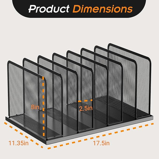 Kuntine.B Desk File Organizer 7 Upright Mesh Desktop Organizer File Sorter Office Organization File Holder for Home, Office & Classroom, 2 Pack