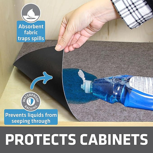 Drymate Premium Under Sink Mat, Waterproof Cabinet Protection Mats for Kitchen & Bathroom, Absorbent Shelf Liners, Slip-Resistant, Non-Adhesive, Machine Washable (USA Made)(24”x29”)(Light Grey)