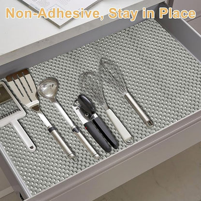 Shelf Liner for Kitchen Cabinet, Durable with Strong Grip, Non Adhesive Liners Protect Kitchen Cabinets and Cupboard, Pantry, Bathroom Drawers and Shelves, Desks-12" x 120" (Gray)