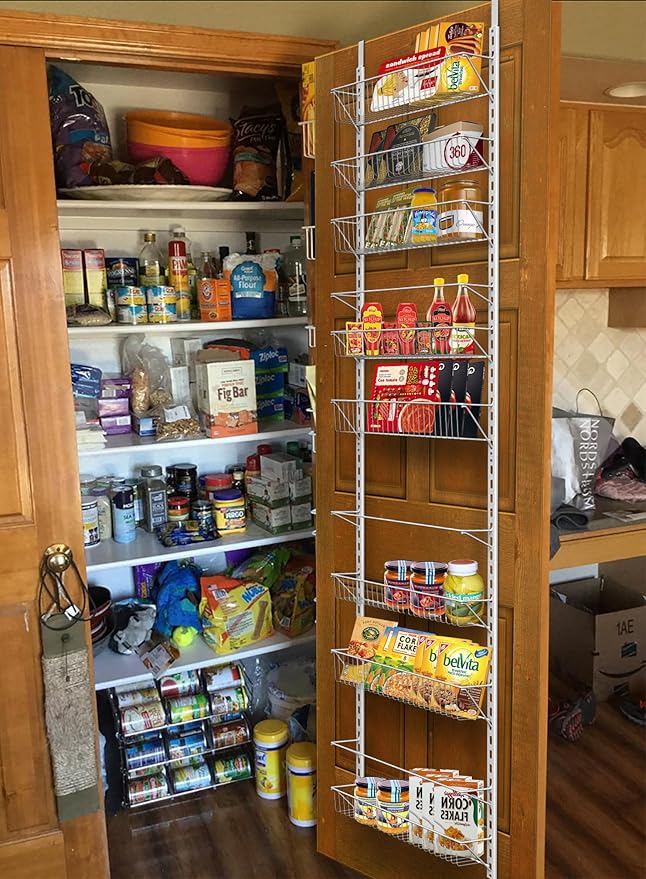 Over the Door Pantry Organizer - 9-Tier Organizer for Bathroom, Closet, or Kitchen Storage - Pantry Organizers and Storage by Home-Complete (White)