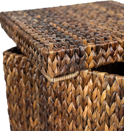 BIRDROCK HOME Woven Storage Cube - Abaca Seagrass Decorative Ottoman - Living Room Side Table - Store Blankets Pillows Magazines Books Remotes